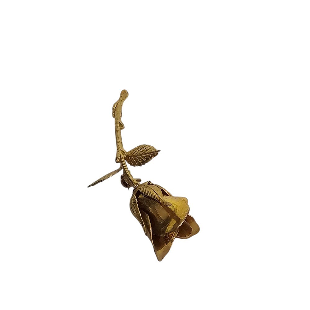 Rose Flower Brooch Pin Gold Tone Floral Lapel Pin Wedding‎ Jewelry - Picture 4 of 10